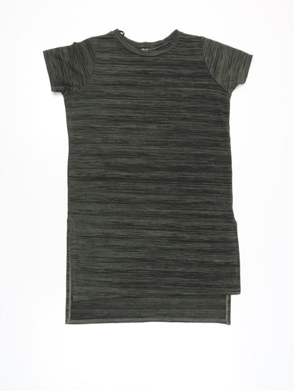 Quiz Women Green Striped Tunic T-Shirt Size 12 Short Sleeve