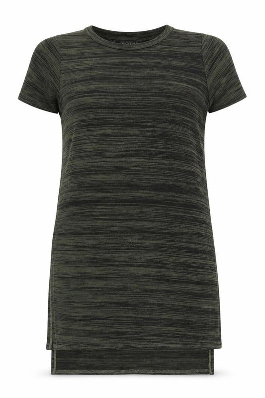 Quiz Women Green Striped Tunic T-Shirt Size 12 Short Sleeve