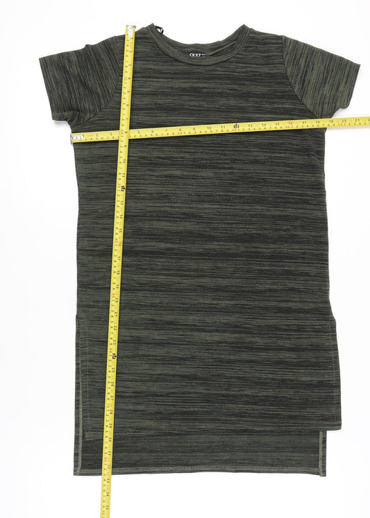 Quiz Women Green Striped Tunic T-Shirt Size 12 Short Sleeve