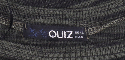 Quiz Women Green Striped Tunic T-Shirt Size 12 Short Sleeve