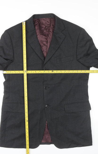 Marks and Spencer Men's Grey Wool Blazer Jacket 40R Medium Classic Fit