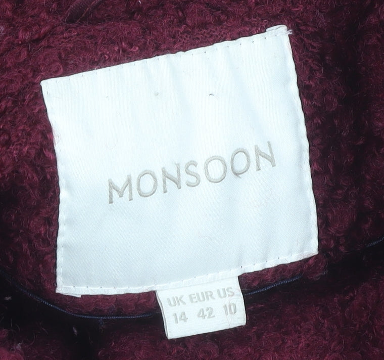 Womens UK Size 14 Monsoon Red Overcoat