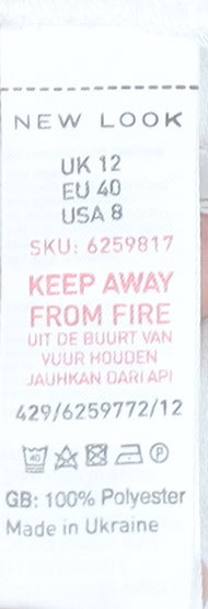 New Look Womens White Cropped Blouse UK 12 V-Neck Button Tie Casual