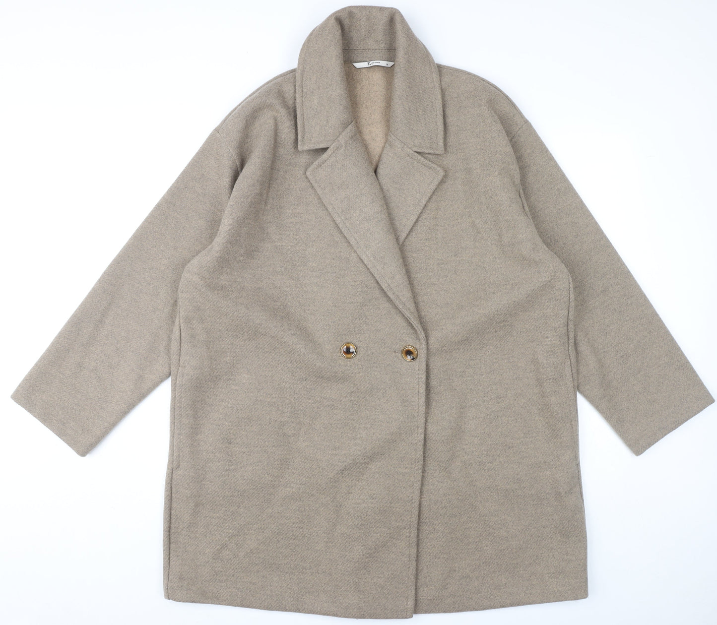 Tu Women’s Beige Coat Size 18 Mid-Length Buttoned Overcoat