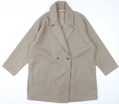 Tu Women’s Beige Coat Size 18 Mid-Length Buttoned Overcoat