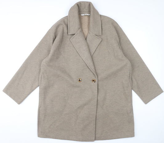 Tu Women’s Beige Coat Size 18 Mid-Length Buttoned Overcoat