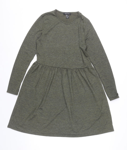New Look Women’s Green Skater Dress UK 6 Long Sleeve Round Neck