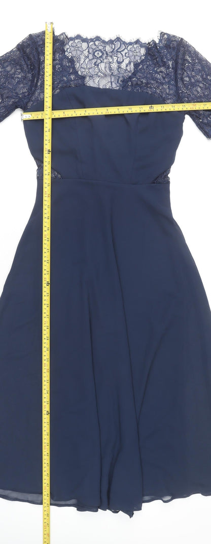 ASOS Women’s Blue Lace Midi A-Line Dress Size 8 Formal Party Wear