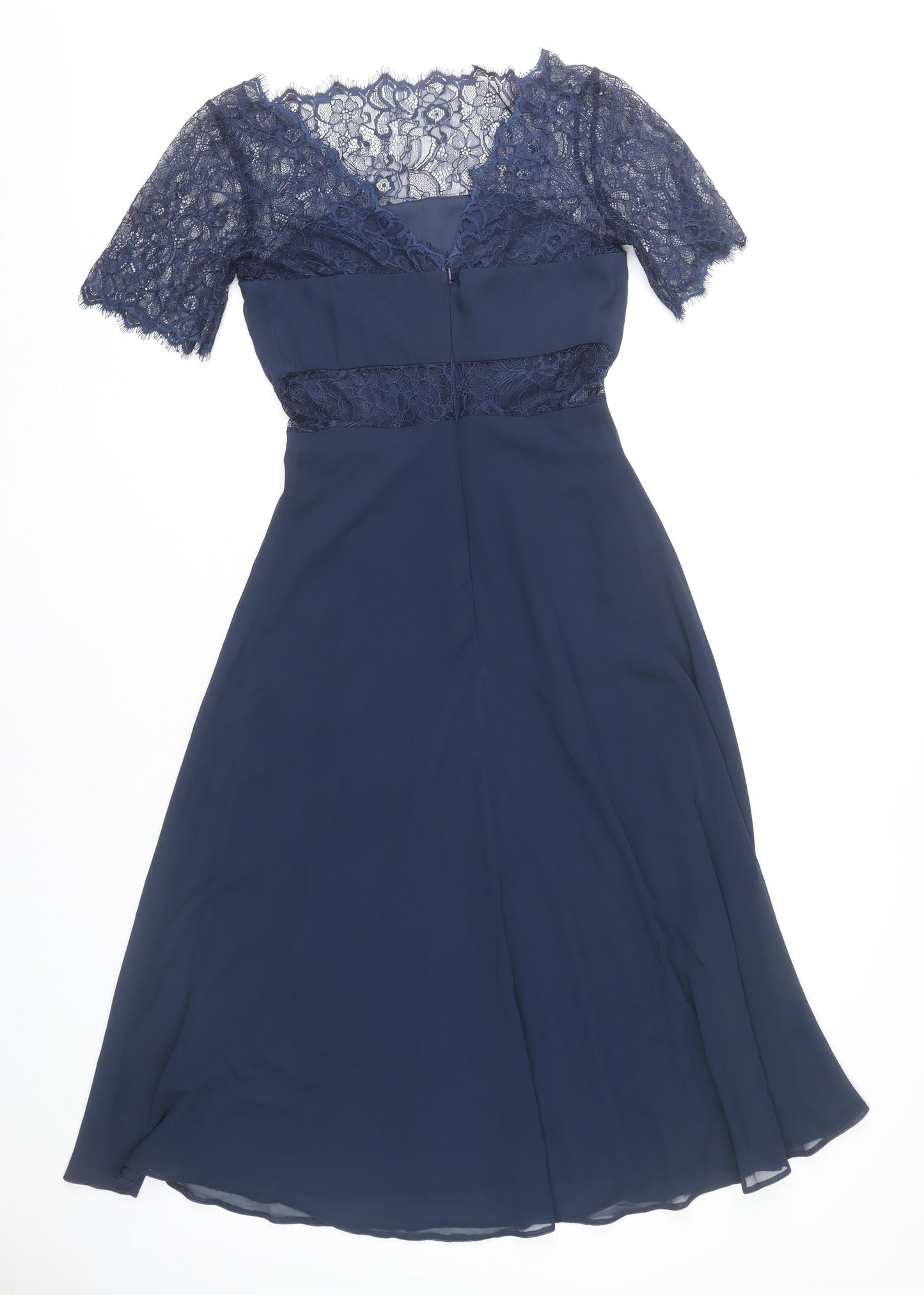 ASOS Women’s Blue Lace Midi A-Line Dress Size 8 Formal Party Wear