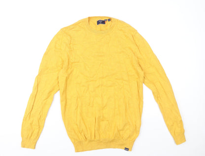 Superdry Men’s Yellow Cotton Cashmere Crew Neck Jumper Size S