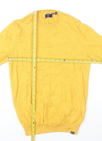 Superdry Men’s Yellow Cotton Cashmere Crew Neck Jumper Size S