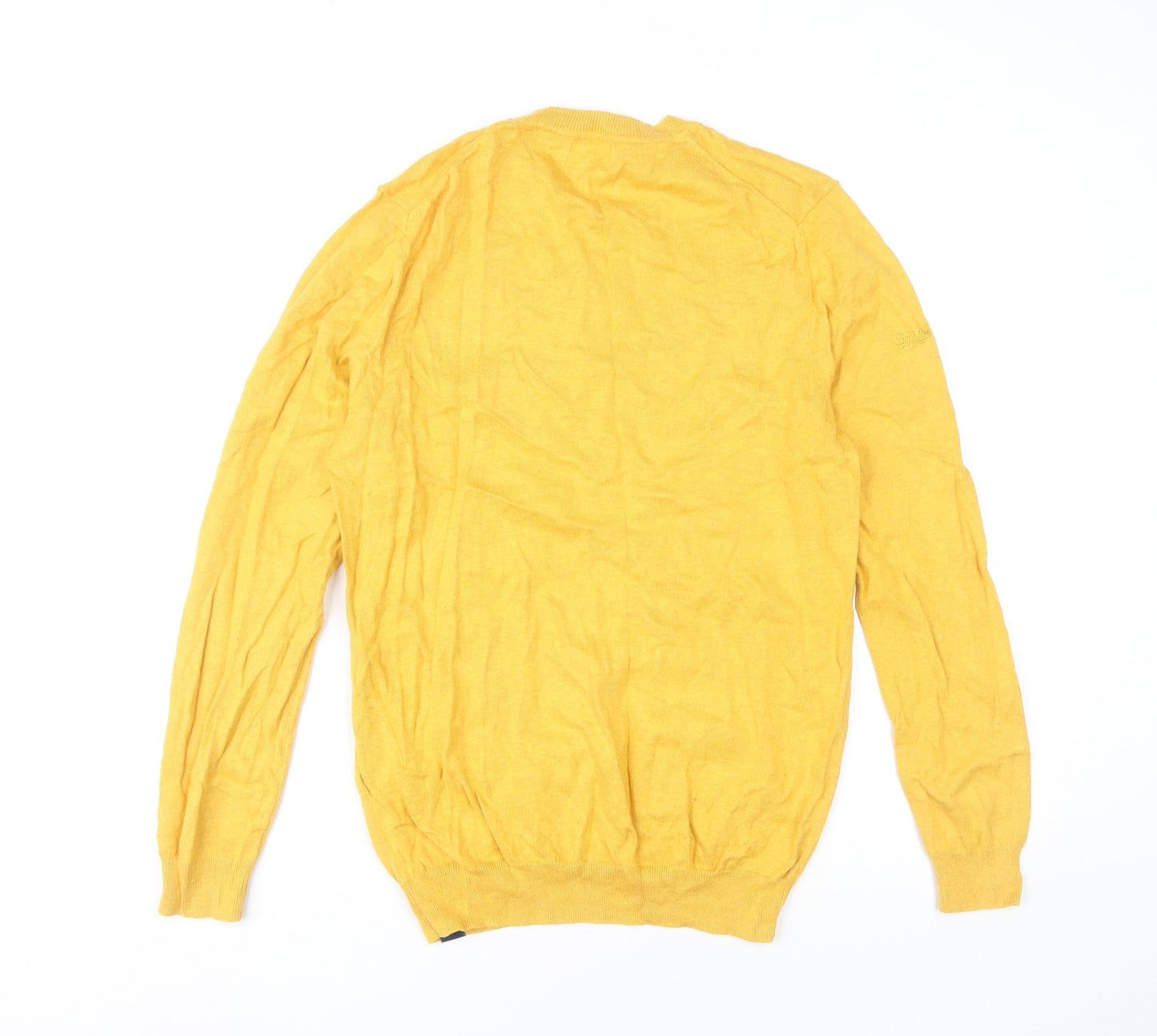 Superdry Men’s Yellow Cotton Cashmere Crew Neck Jumper Size S