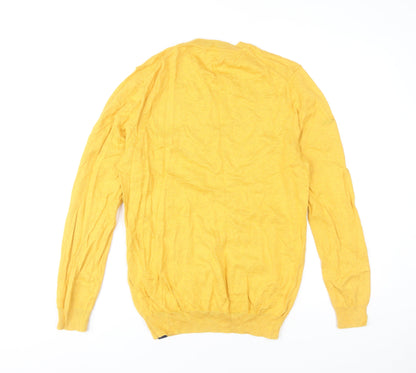 Superdry Men’s Yellow Cotton Cashmere Crew Neck Jumper Size S