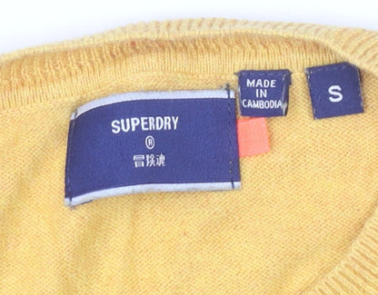 Superdry Men’s Yellow Cotton Cashmere Crew Neck Jumper Size S