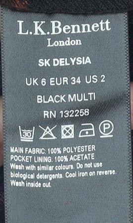 L.K. Bennett Women’s Black Multi Floral A-Line Midi Skirt UK 6