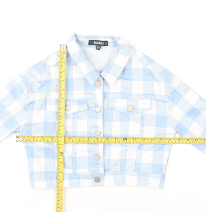 Missguided Women’s Blue Check Cropped Jacket Size 8