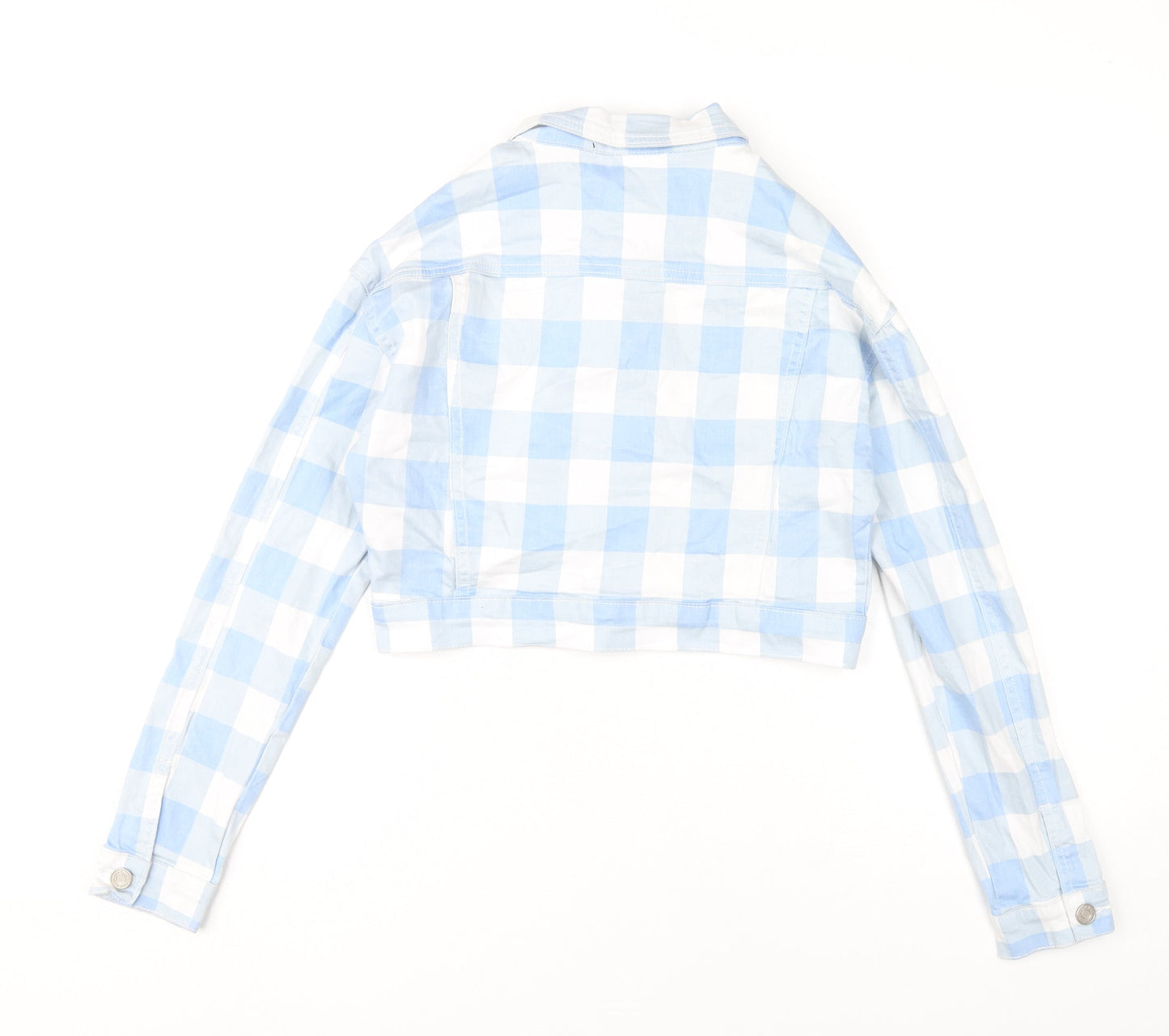 Missguided Women’s Blue Check Cropped Jacket Size 8