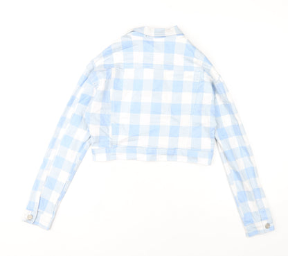 Missguided Women’s Blue Check Cropped Jacket Size 8