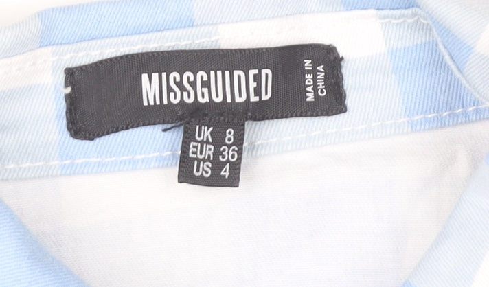 Missguided Women’s Blue Check Cropped Jacket Size 8