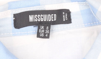 Missguided Women’s Blue Check Cropped Jacket Size 8