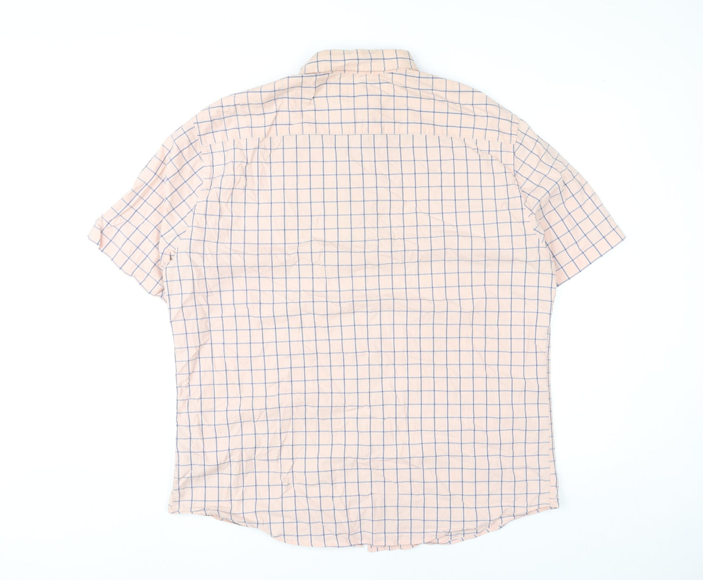 Marks and Spencer Mens Beige Check XL 44-46" Short Sleeve Cotton Shirt