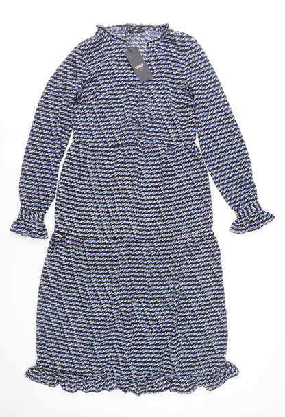 ONLY Women’s Multicoloured Geometric Midi Dress 3XL A-Line Long Sleeve