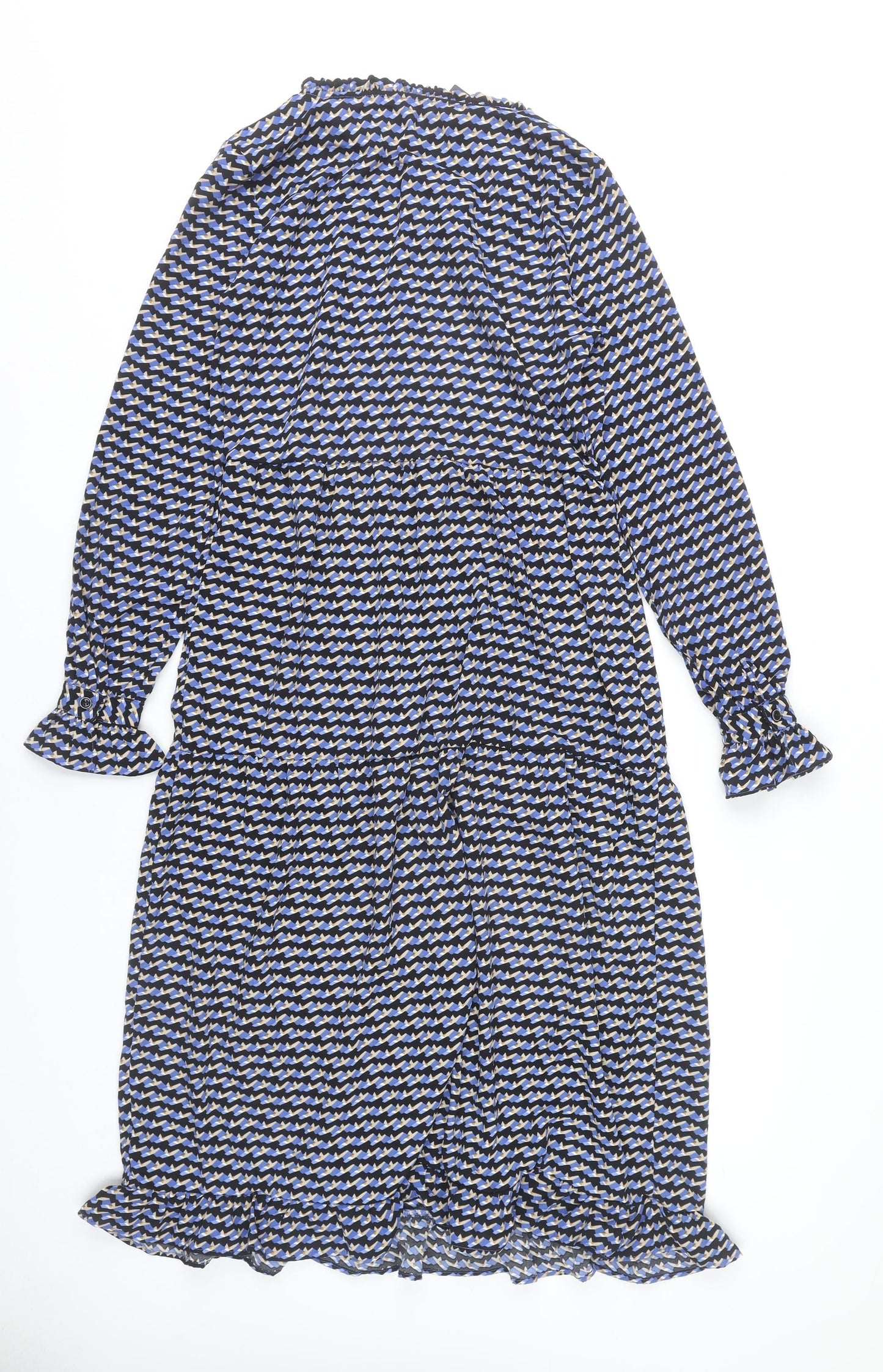 ONLY Women’s Multicoloured Geometric Midi Dress 3XL A-Line Long Sleeve