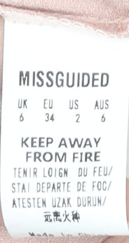 Missguided Women Pink Velvet Playsuit Size 6 Long Sleeve V-Neck