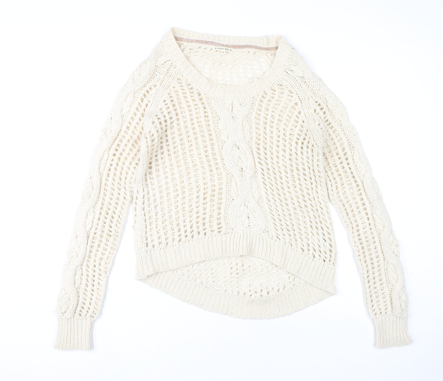 SoulCal Deluxe Women's Ivory Size 14 Open Knit Pullover Jumper