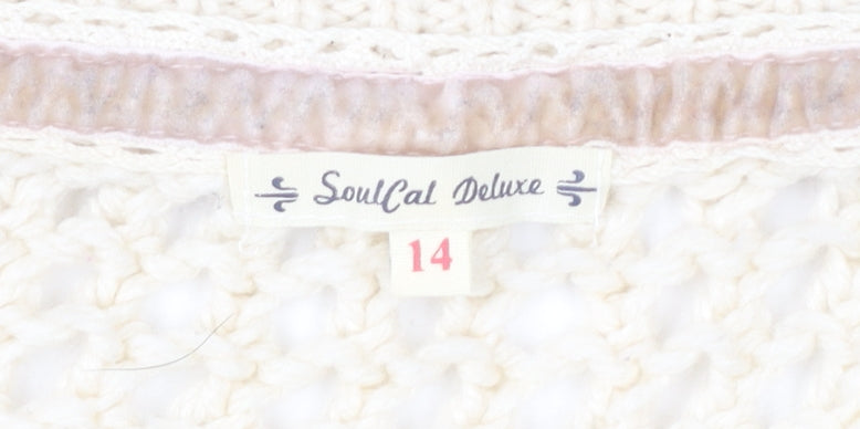 SoulCal Deluxe Women's Ivory Size 14 Open Knit Pullover Jumper