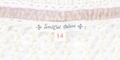 SoulCal Deluxe Women's Ivory Size 14 Open Knit Pullover Jumper