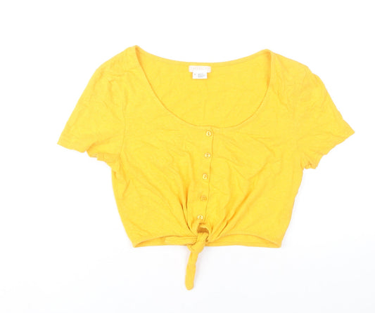 Womens UK Size S Cooperative Yellow Cropped T-Shirt