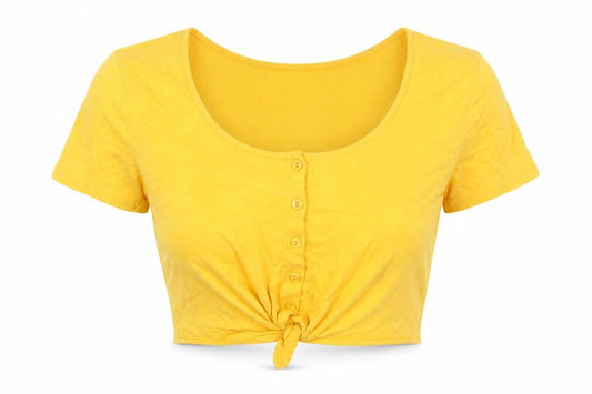 Womens UK Size S Cooperative Yellow Cropped T-Shirt