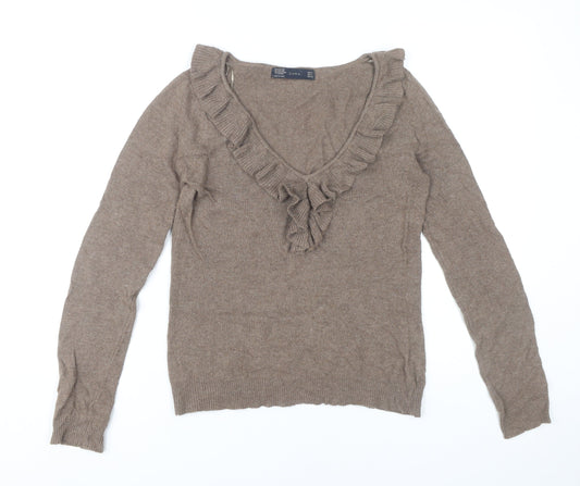 Womens UK Size 8 Zara Brown Pullover Jumper