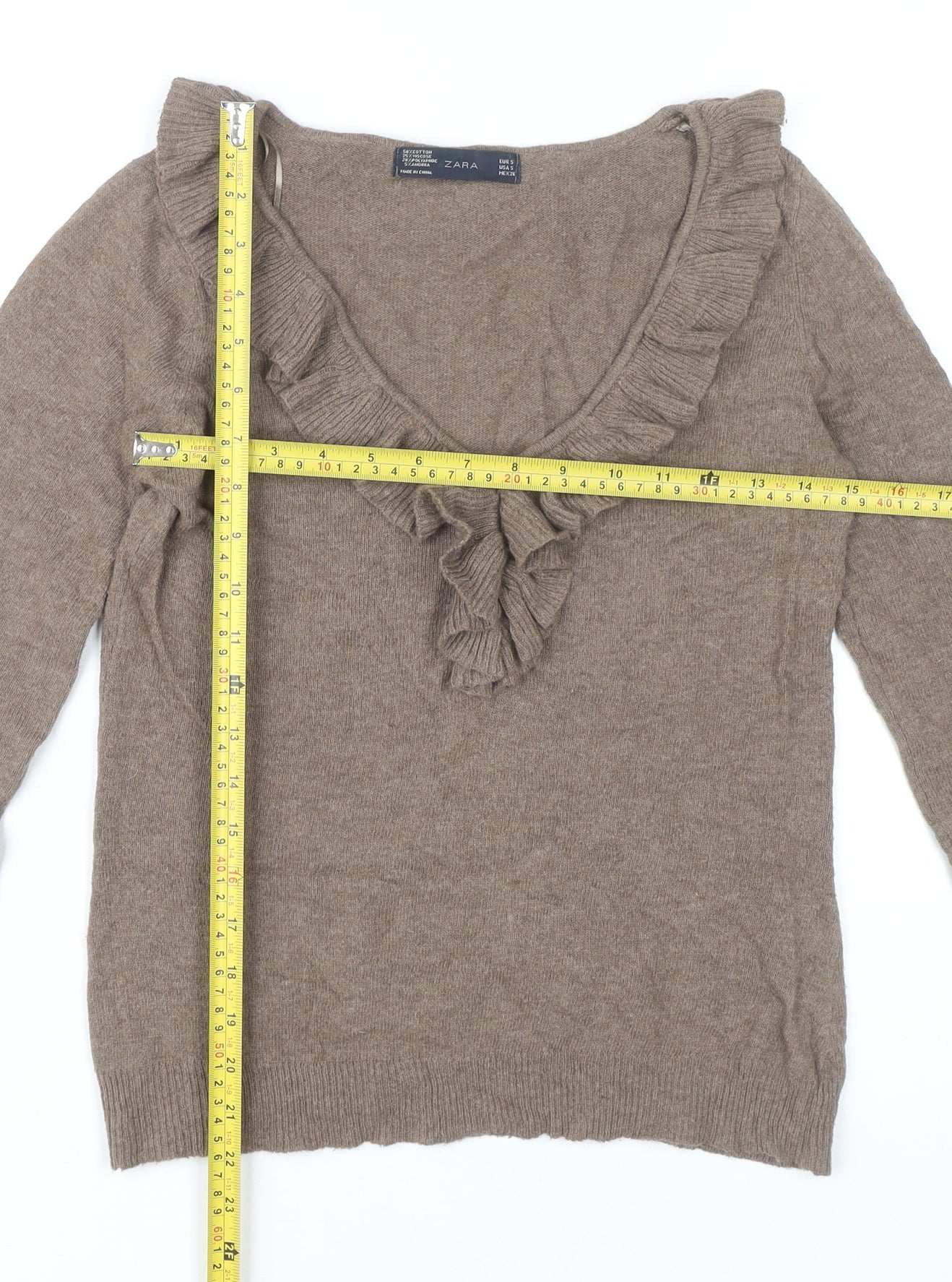 Womens UK Size 8 Zara Brown Pullover Jumper