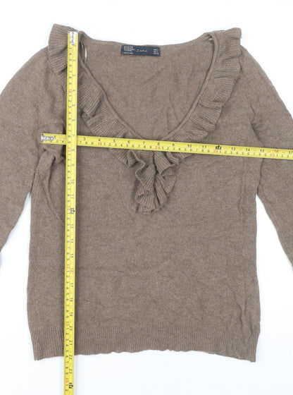 Womens UK Size 8 Zara Brown Pullover Jumper