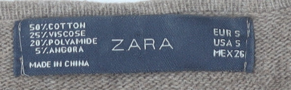 Womens UK Size 8 Zara Brown Pullover Jumper
