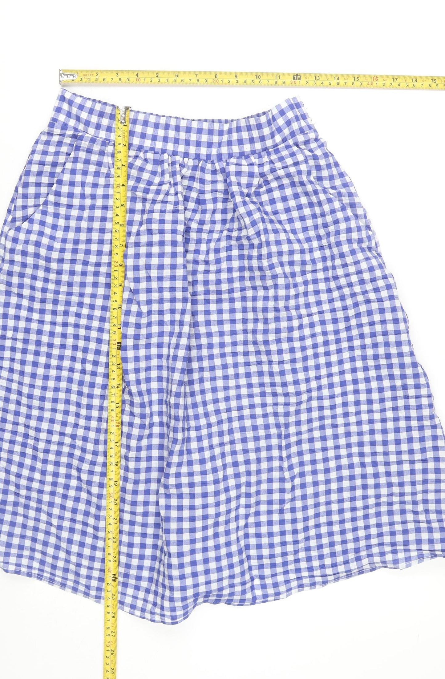 Tu Women’s Blue Check A-Line Knee Length Skirt Size 10