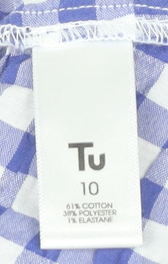 Tu Women’s Blue Check A-Line Knee Length Skirt Size 10