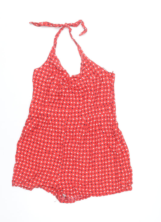 New Look Women’s Red Halter Neck Playsuit Size 16 Viscose