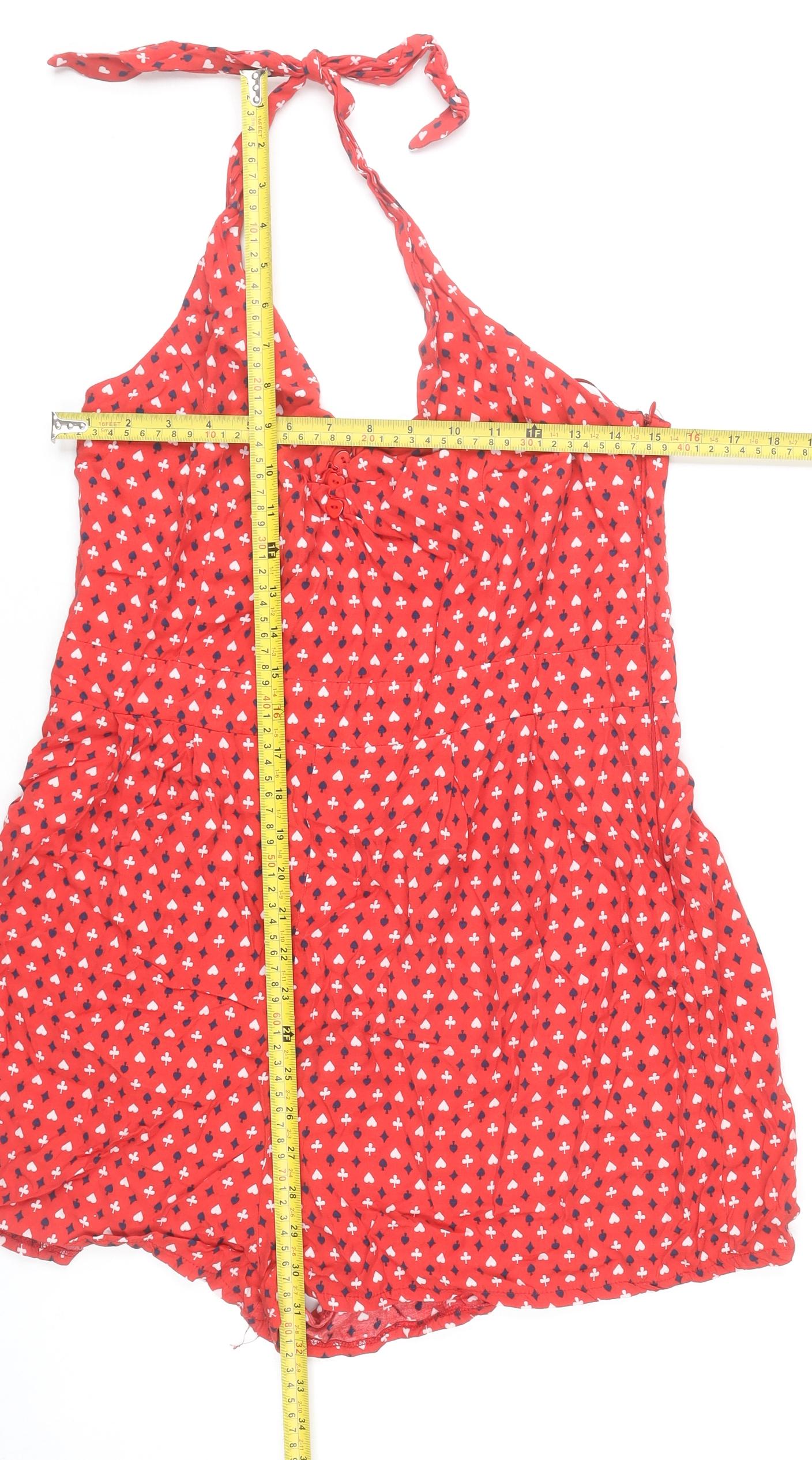 New Look Women’s Red Halter Neck Playsuit Size 16 Viscose