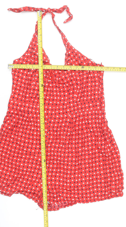 New Look Women’s Red Halter Neck Playsuit Size 16 Viscose