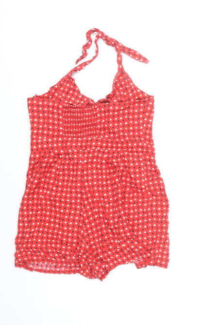 New Look Women’s Red Halter Neck Playsuit Size 16 Viscose