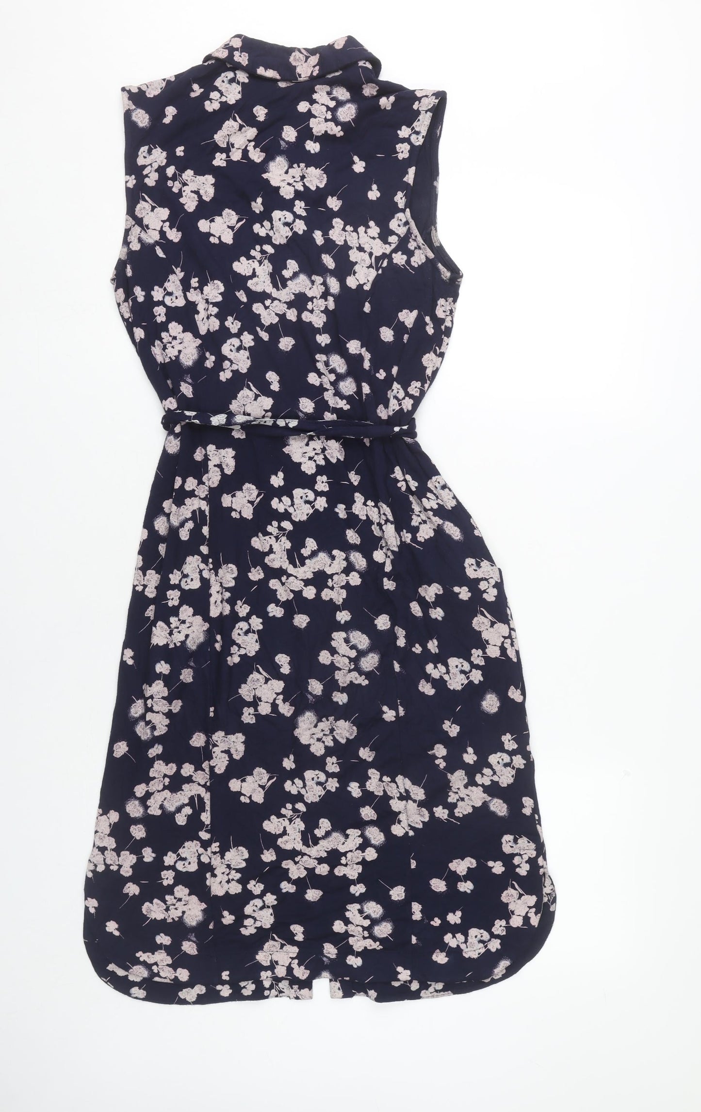 Laura Ashley Womens Blue Floral Shirt Dress Size 10 Collared Sleeveless