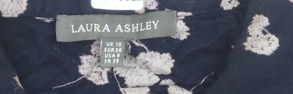 Laura Ashley Womens Blue Floral Shirt Dress Size 10 Collared Sleeveless