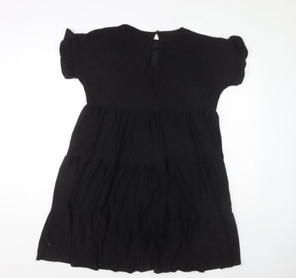 Boohoo Womens Black A-Line Puff Sleeve Knee Length Dress Size 14