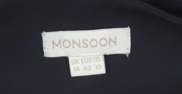 Monsoon Women’s Blue Size 14 Belted Straight Leg Dress Pants