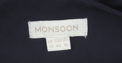 Monsoon Women’s Blue Size 14 Belted Straight Leg Dress Pants