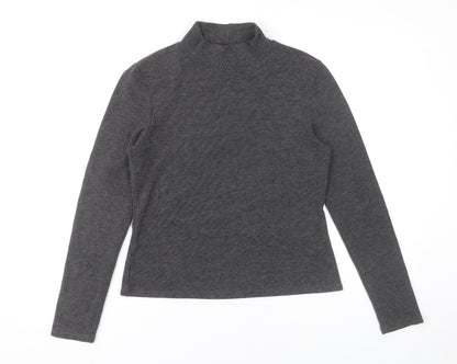 Oasis Womens Grey Mock Neck Long Sleeve Knit Top Size M