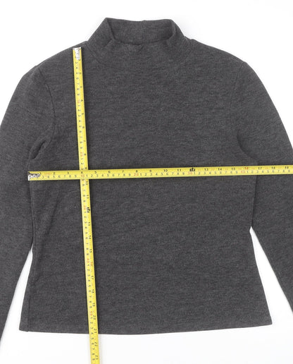 Oasis Womens Grey Mock Neck Long Sleeve Knit Top Size M